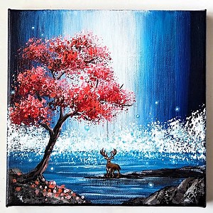 350K views · 10K reactions | Deer in a Waterfall Acrylic Painting #art #artist #artwork #acrylic #painting #eldrawingarts #paintingartwork #acrylicpainting #WaterfallLandscape | El Drawing Arts | Facebook