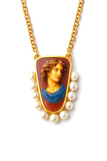 Hand-painted Cameo Necklace, Ceramic Portrait, Pearl Accents - Etsy