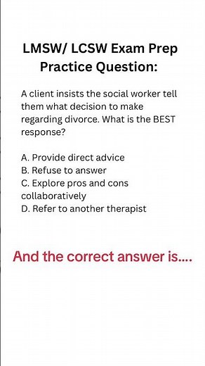 🚨LMSW/ LCSW Exam Prep Practice Question