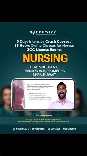 Advance your nursing career with Eduwizz🎓🥳 5 Days Intensive Crash Course | 35 Hours Online Training Prepare for GCC License Exams – DHA, MOH, HAAD, Prometric & more #prometric #pearsonvue #medicalprofessionals | Eduwizz Academy for Health Care Professionals & Academy for English