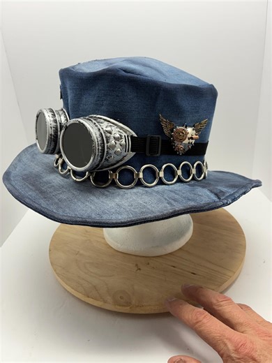 Steampunk Denim Top Hat XL – Handmade - Cyberpunk Hat – Upcycled Jean Hat – Festival Burning Man Hat – Statement Piece - Etsy
