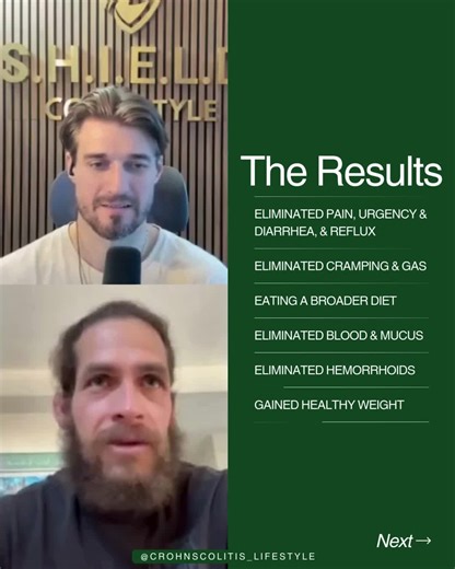 Click the link in our bio to schedule a FREE IBD strategy session with one of our IBD Specialists today and take control of your gut health today! Alex was diagnosed with Ulcerative Colitis two years ago, which affected his performance as a Jiu-Jitsu athlete, but he reversed it naturally with the guidance of Coach Taylor and the S.H.I.E.L.D. Program! Before 1. Severe blood, mucus & reflux 2. Urgency, diarrhea, cramping, pain & gas 3. Hemorrhoids 4. Brain fog 5. Lost 7 lbs After 1. Eliminated blo