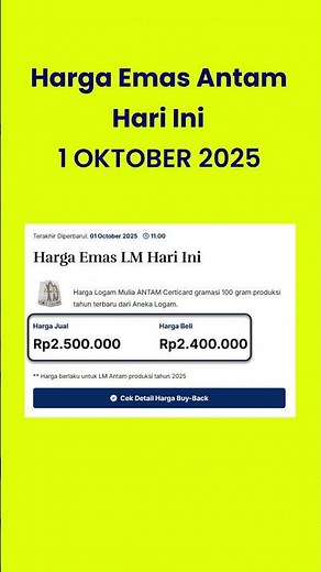 Harga Emas Antam Hari Ini Terbaru!
