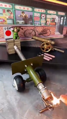 zonzxcv Steel Firecracke Artillery Cannon Model Pentagram Mini Cannon Model Collection Ornament Firecracker Cannon Desktop Ornaments Handcraft Military Model Collection (12.5"x4.8"x5")