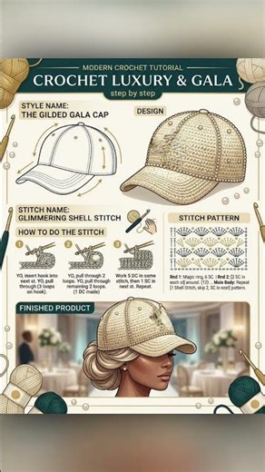 Luxury crochet style crochet baseball cap tutorial 1 / DIY crochet for beginner #crochet