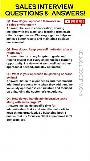 Sales Interview Questions and Answers | Interview Questions and Answers for Sales Job