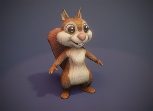 Cartoon Squirrel Animated 3D Model by 3DDisco