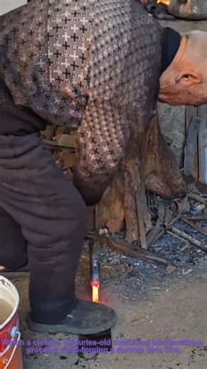 Forging a Farm Hoe: Bending Red-Hot Iron with Foot Pressure (Traditional Blacksmithing)