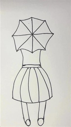 How to Draw Rain on an Umbrella girl in 30 Seconds! ☔ #shorts