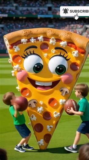 The mascot pizza assistant placed on the football field is popular, co-produced, creative
