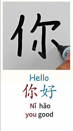 How to Write HELLO in Chinese language Ni Hao 你好 in Chinese Characters Handwriting