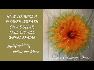 How to Make a Fall Flower Wreath on a Dollar Tree Bicycle Frame, Deco Mesh Wreath