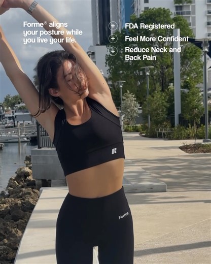 Meet Forme® — smart posture correcting activewear that retrains your body naturally. Designed by an orthopedic surgeon, Forme® uses patented technology to gently guide your muscles back into alignment, helping improve posture over time — without reminders, straps, or conscious effort. Forme® is designed to: ✅ Achieve full body alignment ✅ Improve your appearance ✅ Reduce pain ✅ Improve mobility ✅ Enhance breathing ✅ Help with better and faster recovery Over 4,000 ⭐⭐⭐⭐⭐ reviews 🩺 Developed by an