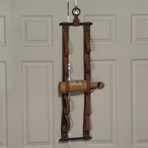 Hanging Leather Wine Rack – 5 Bottle Storage With Brass Ring & Wooden Rods - Etsy