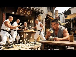 Japanese ronin bully street vendors, a Kung Fu kid steps in and crushes every enemy with his fists.