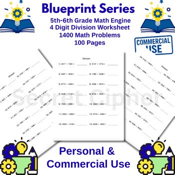 Blueprint Lab: 4-Digit Horiz. Division| 1400 Problems | 100 Pages | Commercial