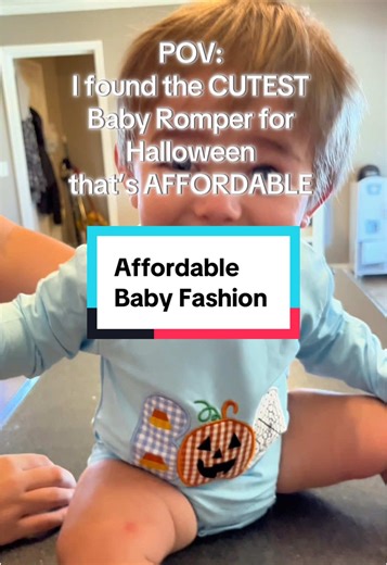 Boutique looks without the boutique price 🎃 This affordable baby (BOO) Halloween onesie romper is so soft, comfortable, and the quality it top notch🧡Perfect for pumpkin patch pics & Halloween fun 👻 #BabyOutfits #ToddlerClothes #FallFashionKids #HalloweenOutfit #TikTokMoms