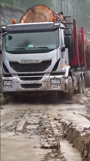 This Logging Truck Is Fighting a River of Mud! #truck #shorts #caminhão #viral #viralshorts