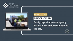 #TrashTipTuesday🗑️ Not only can you report non-emergency issues like potholes or graffiti using SeeClickFix, but you can also: ✔️Schedule your uncontained trash pick-up ✔️Request a new trash can if yours is cracked or broken Report a service request to the city at https://www.casagrandeaz.gov/262/How-to-Report-an-Issue | City of Casa Grande - Government