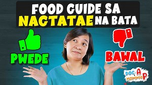 Parent's Guide: Pwede at Bawal na Pagkain Sa Batang MALAMBOT and DUMI || Doc-A Pediatrician Ang Food guide na ito ay tungkol sa mga pagkain na pwede at bawal sa isang batang nagtatae o may diarrhea. 0:00 - Intro 0:29 - Pwede at bawal na pagkain sa batang nagtatae 11:08 - Dahilan bakit nagtatae ang bata Supplemental videos: 1. Mga dapat gawin pag nagtatae ang bata: https://www.youtube.com/watch?v=RG67njNN1NU 2. Normal at hindi normal na itsura ng bata: https://www.youtube.com/watch?v=gGtM28lp6Fg 