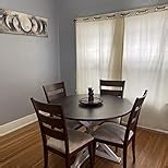 jiteentarou Round Wood Dining Table for Kitchen,Dining Room,Living Room,Farmhouse Dinner Tables W/Thickened Brown Wooden Waterproof Tabletop for 4 People,47 inch Rustic Kitchen Table W/Metal Support