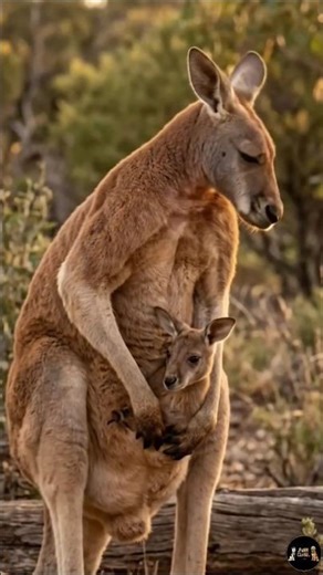 💪 Muscular Red Kangaroo 🦘 and its Cute Baby! #kangaroo