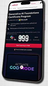 133K views · 178 reactions | Learn the fundamentals of Generative AI and supercharge your productivity in just 6 hours. Learn how to automate your tasks, accelerate your processes, and unlock your creativity at just ₹499. - Learn 15 top AI tools like ChatGPT, Midjourney, Azure, etc. - Gain a upGrad and Microsoft joint Certification. - Learn from Microsoft experts. - Gain access to paid AI tools. | upGrad | Facebook