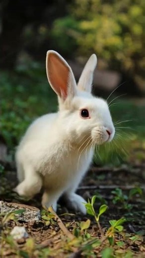 Nature's Cutest Fluff: Adorable White Rabbit Exploring the Wild! 🐰✨ #cutealert #fluffyfriend