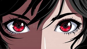 Eyes Blink Anime Girl with the Red Eyes Stock Footage - Video of animated, eyelashes: 314359392