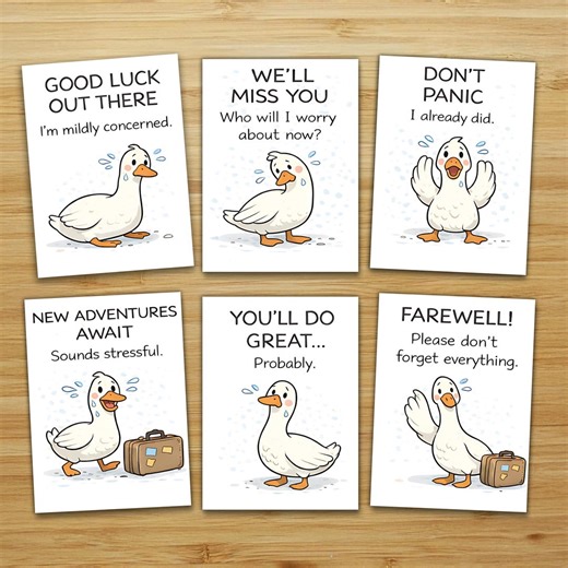 Funny Goodbye Cards, Cute Farewell Greeting Cards, Printable Leaving & Best Wishes Card Set - Etsy
