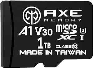 AXE MEMORY 1TB Micro SD Card 4K Ultra Full HD Video High Speed MicroSDXC Up to 95MB/S A1 V30 UHS-I U3, with SD Adapter