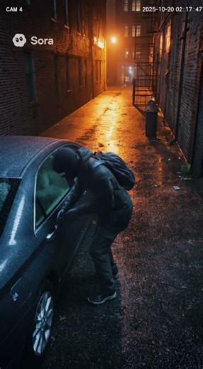 “Caught in the Shadows: 3D Security Camera Captures Late-Night Car Break-In”