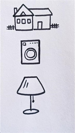 best house/washing machine and lamp drawing easy#shorts #trending #viral #foryou #fyp #youtubeshorts