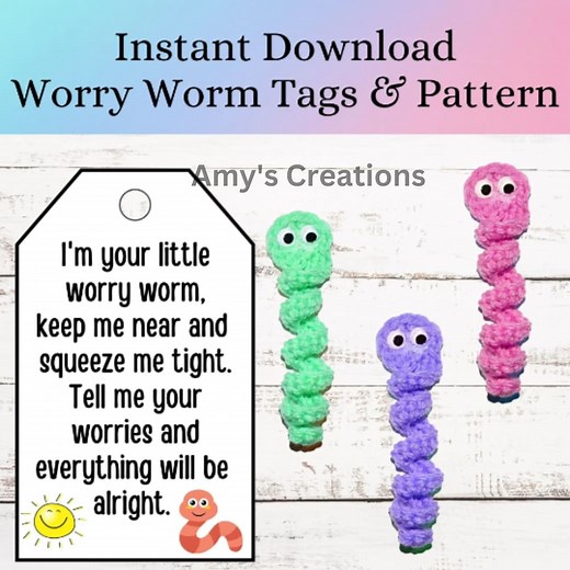 Worry Worm Poem Gift Tag & Crochet Pattern (PDF) - Etsy