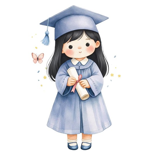 20 Kindergarten Graduation Girl Clipart PNG, Cute Preschool Graduate PNG, Class of 2026 School Printable, Scrap Book Invitation Sublimation - Etsy