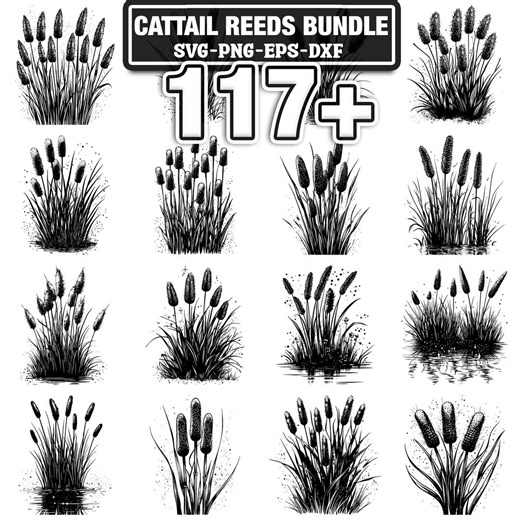 117  Cattail Reeds Svg, Png, Dxf, Eps Designs Bundle | Instant Digital Download - Etsy