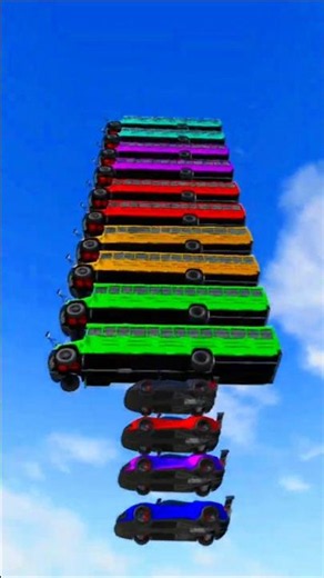 Super Mixed Rainbow Colour Cars & Buses Fall Crash BeamNG.Drive #beamng #beamngdrive #beamngshortsp