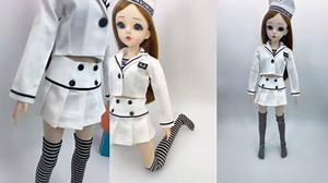niannyyhouse 1/3 1/4 1/6 BJD Dolls Clothes White Hat Coat Skirt Striped Vest Socks Navy Suit Ball Jointed Dolls Accessories Dress Up Gift (1/3BJD)