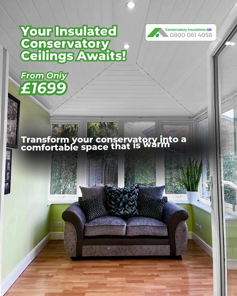 Why choose Conservatory Insulations UK? ● The Most Eco-Friendly Insulation System On The Market ● Cool in the summer, warm in the winter ● Thousands of 5-star reviews ● Friendly team with FREE no-obligation quotes ● Insulation from as little as £1699 – plus free LED lights (subject to existing electric supply) Contact us today: 📞 0800 061 4058 📧 sales@conservatoryinsulationsuk.com 🌐 conservatoryinsulationsuk.com Create a space you’ll love all year round #conservatory #homeimprovements #Insula