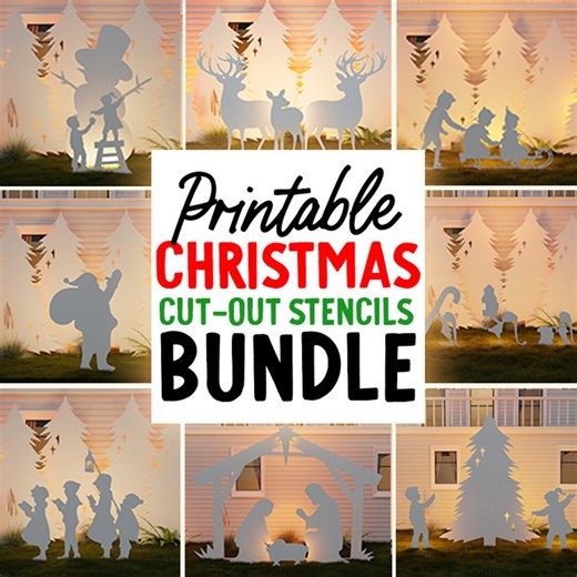 Christmas Scenes Stencil Template Bundle || Trace and Cut Christmas Silhouette || Outdoor Christmas Stencils Yard Decor Christmas Decoration - Etsy
