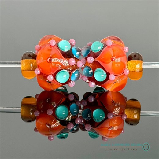 Handmade Lampwork Glass Bead Set With Spacers - Etsy