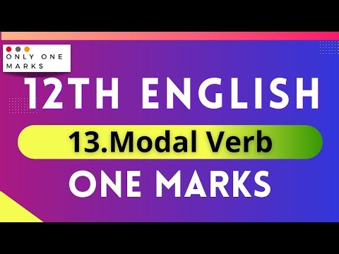 12th English Grammar 🔥 Modal Verbs 🔥 One Marks Part 13