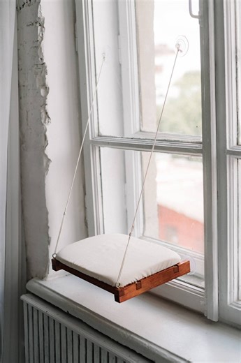 Natural Handmade Recycled Wood Cat Window Perch, Suction Cups Cat Furniture Bed - Etsy