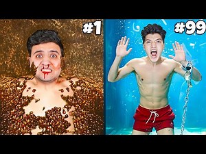100 crazy challenges in 24 hours !!