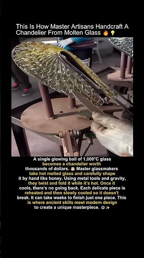 The insane process of making a chandelier from molten glass #glassblower #viral