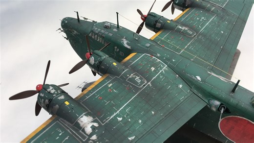 转载 长谷川1/72 川西 H8K2 二式大艇 可动改造