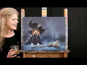 Learn How to Paint BEAGLE AND THE BROOM with Acrylic - Paint and Sip at Home - Step by Step Tutorial