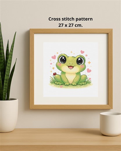 Cute Frog Cross Stitch Pattern PDF, Kawaii Animal Embroidery Design, Baby Nursery Decor, Instant Download - Etsy