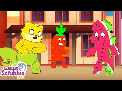 We Turned Into Food?! 🌽🍅🍉 Crayola Scribble Scrubbie | Funny Cartoons for Kids
