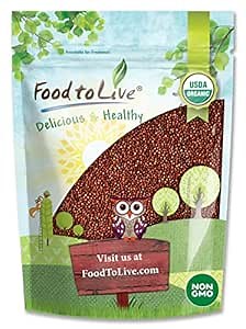 Food to Live Organic Red Quinoa, 5 Pounds – Non-GMO, Whole Grain, Kosher, Vegan, Sirtfood, Bulk. Quick-Cooking Grain. Great Replacement for Rice and Pasta.